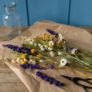 Dried Flower Bouquet - Brights (blues & yellows)