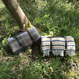 Tartan Picnic Blanket with Leather Straps